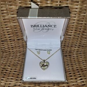 Brilliance Fine Jewelry Love Necklace and Earrings Set